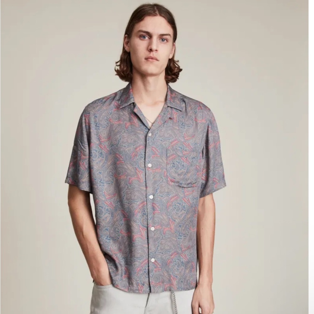 All Saints Relaxed Fit Oslo Paisley Shirt - XL